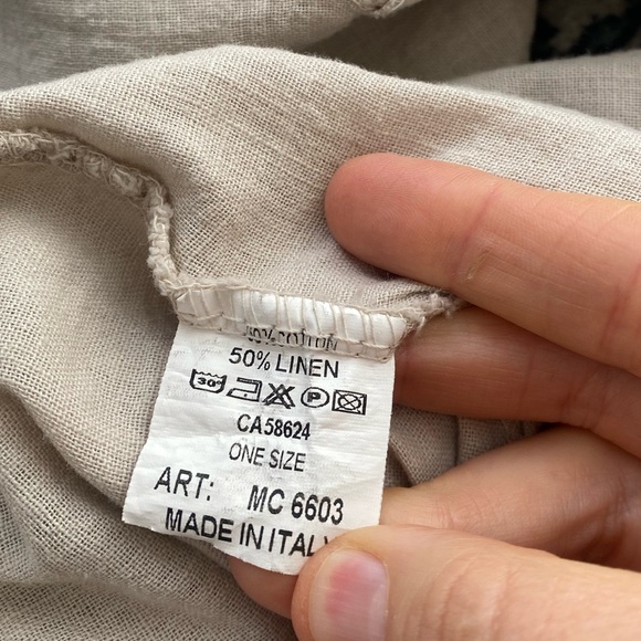 Wide leg cotton and linen cropped elastic waist pants - Picture 5 of 8